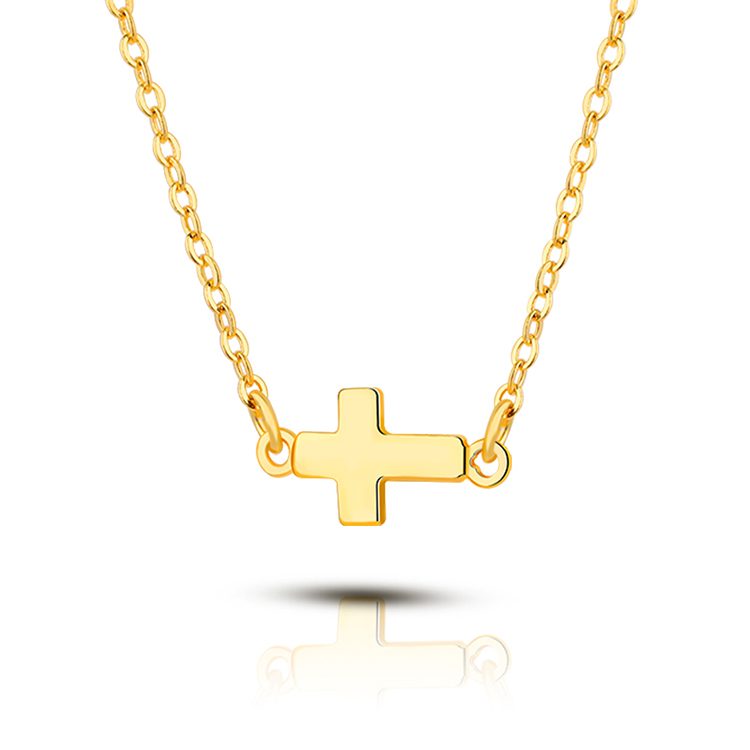 Collar con Colgante de Cruz Cl&aacute;sico, Joyer&iacute;a Religiosa Elegante para Mujer, Plata de Ley 925, Chapado en Oro de 14k y 18k