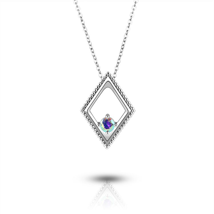 Collar con Colgante de Plata 925 de Lujo con Forma de Diamante y Circonita Mística, Joyería para Mujer, Suministro Directo de Fábrica