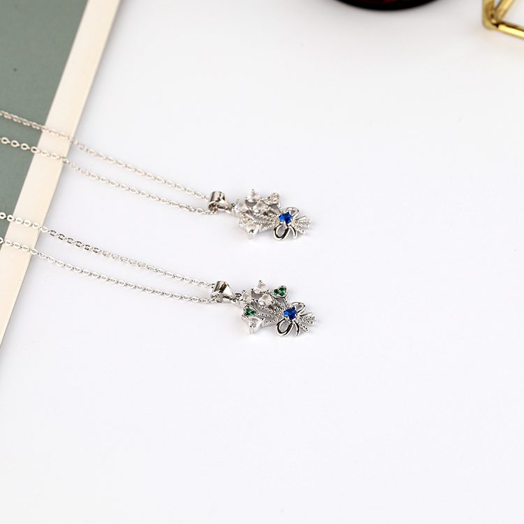 Collar con Colgante de Corazón de Plata 925 Personalizado, Joyería con Lazo y Circonita para Niñas y Mujeres, Proveedor OEM ODM