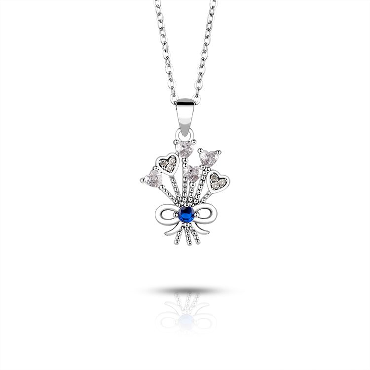 Collar con Colgante de Corazón de Plata 925 Personalizado, Joyería con Lazo y Circonita para Niñas y Mujeres, Proveedor OEM ODM