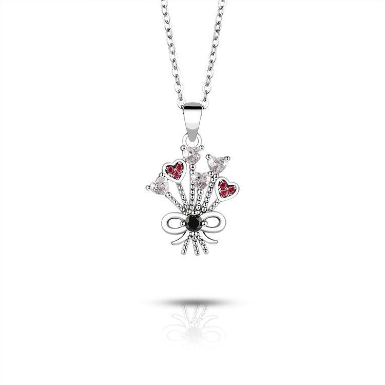 Collar con Colgante de Corazón de Plata 925 Personalizado, Joyería con Lazo y Circonita para Niñas y Mujeres, Proveedor OEM ODM