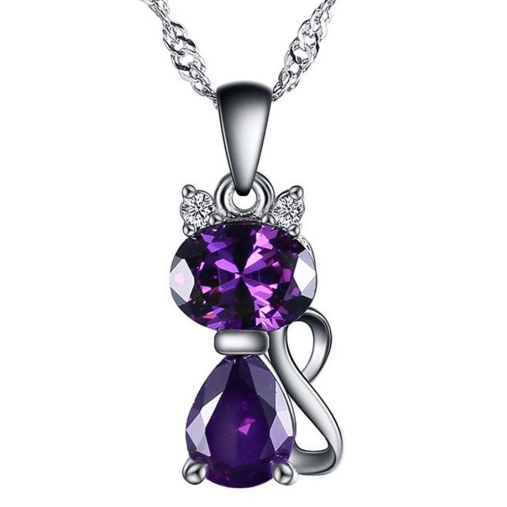 Joyería de Plata de Ley 925, Colgante de Gato, el Mejor Regalo, Amuleto, Colgantes con Certificado IGI, Joyería Marina de Plata, Engaste Ovalado