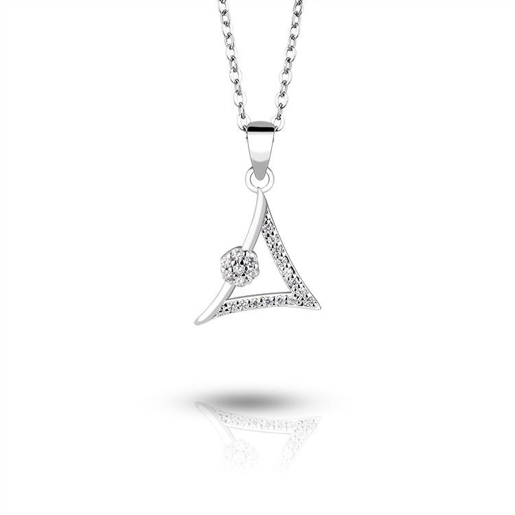 Collar con Colgante Triangular de Plata 925 con Circonita Cúbica, Diseño Elegante para Mujer, Joyería de Aniversario