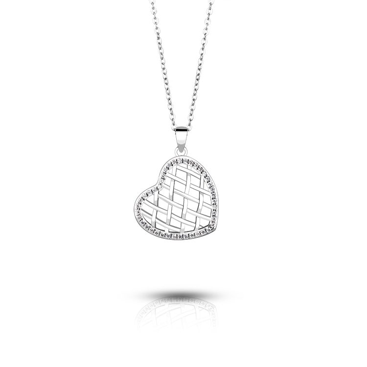 Elegante Collar con Colgante de Corazón Trenzado en Plata 925 con Circonitas, Joyería de Estilo Romántico para Mujer, Regalo de San Valentín o Cumpleaños