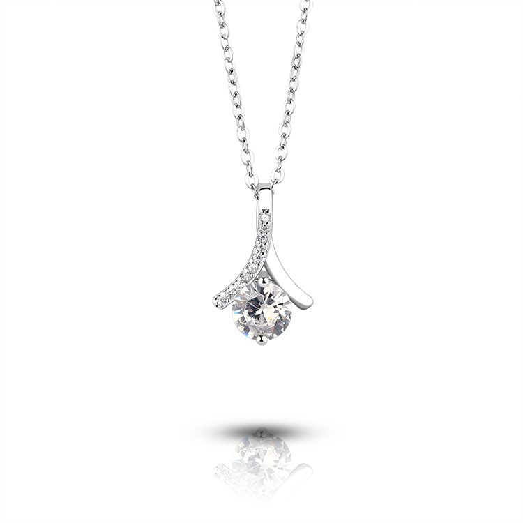 Collar con Colgante de Plata de Ley 925 con Circonita Cúbica Rectangular Geométrica, Joyería Moderna para Mujer