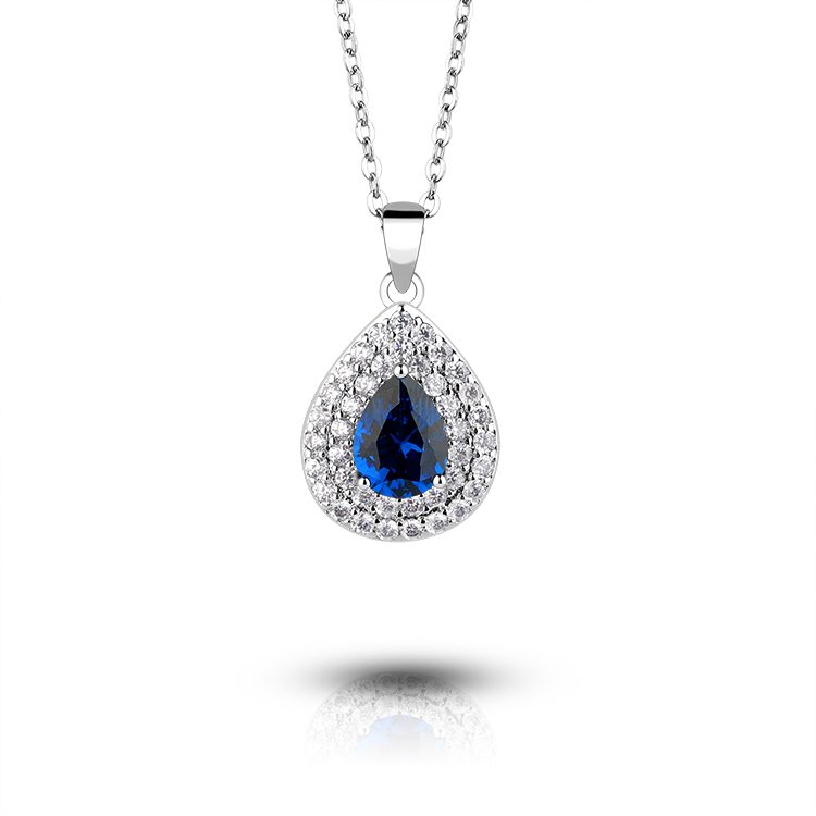 Collar con Colgante de Plata de Ley 925 con Circonita en Forma de Lágrima, Joyería Elegante para Mujer, Mercado Minorista