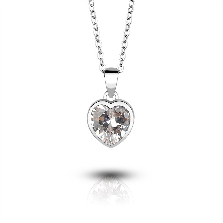 Collar con Colgante de Plata de Ley 925 con Forma de Corazón y Circonita, Joyería Romántica para Venta en Línea y en Boutiques