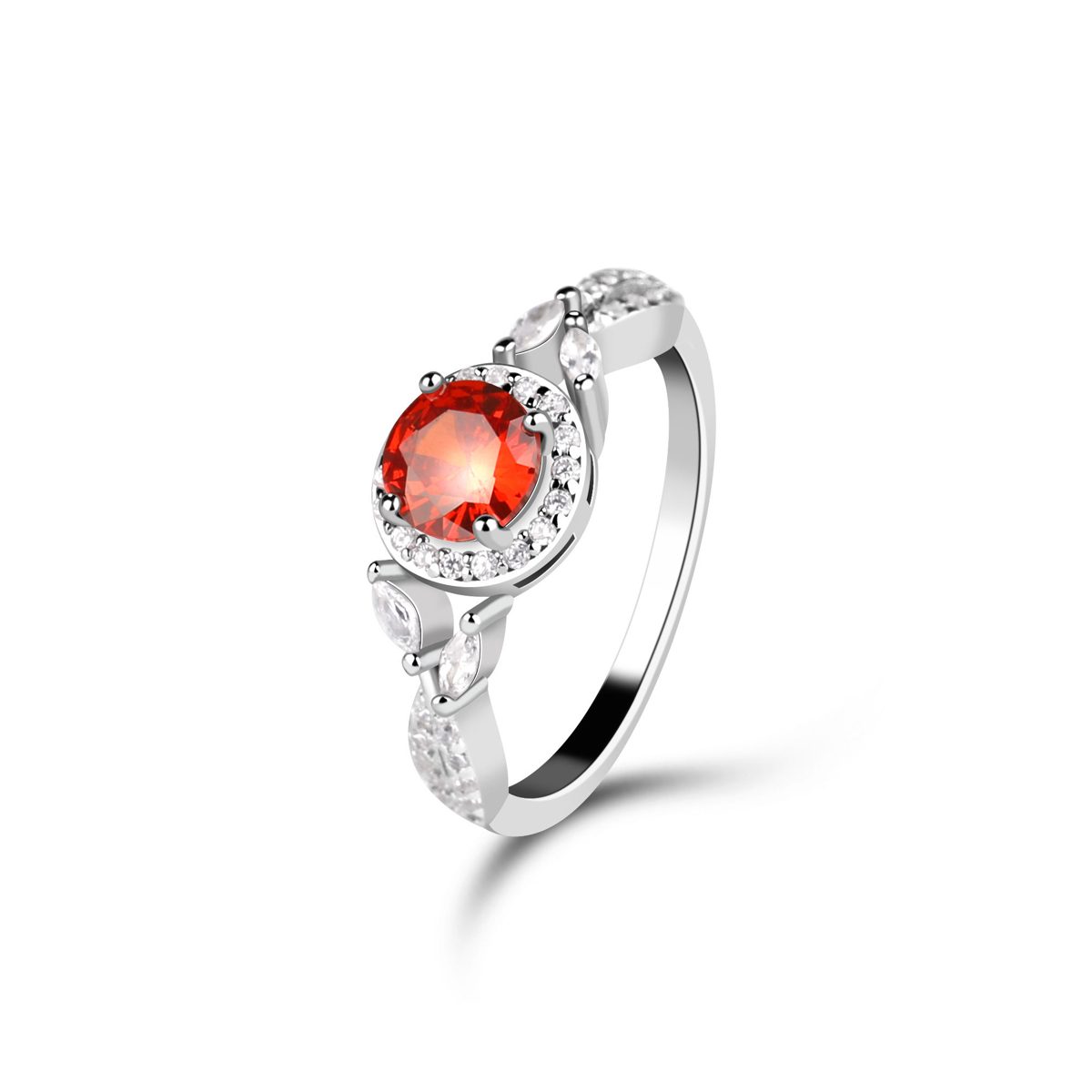 Anillo de Plata de Ley 925 con Baño de Oro y Circonitas Multicolores para Mujer, Diseño Personalizable Disponible