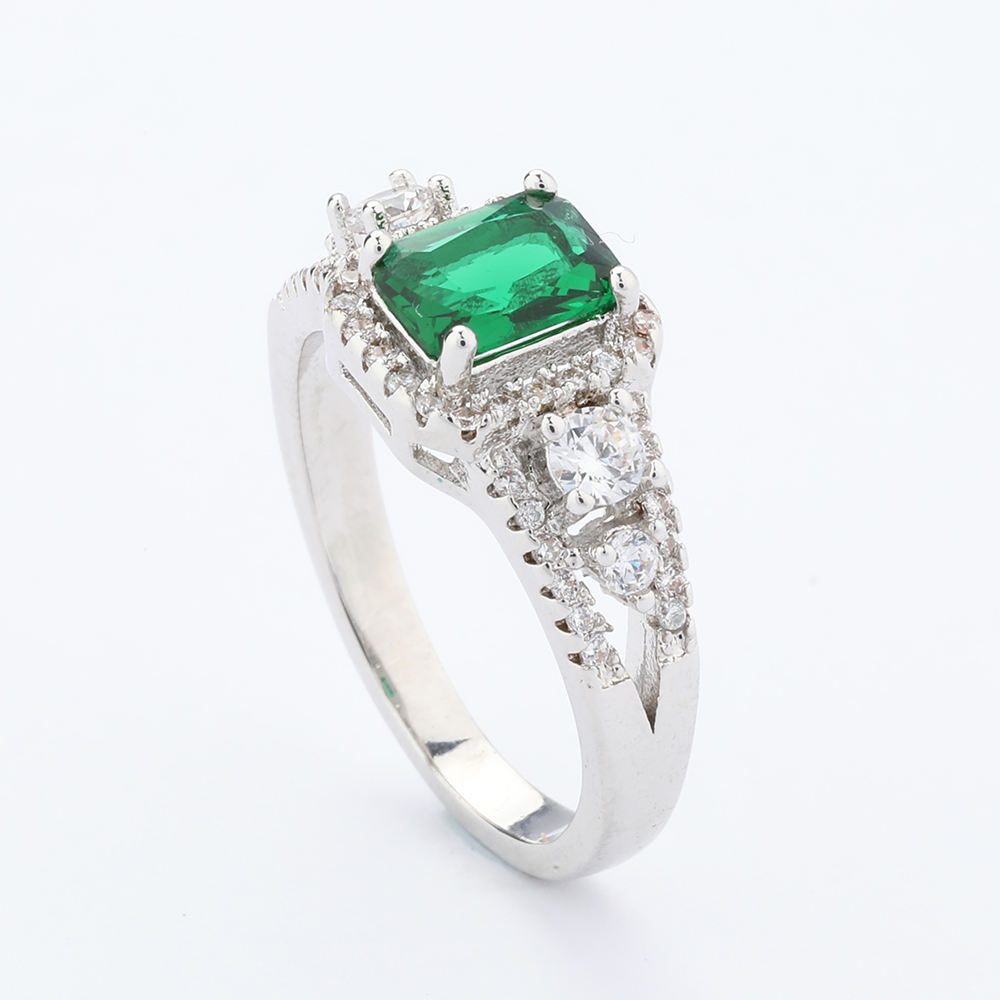 Anillos Apilables Ajustables de Piedra Verde de Moda para Mujeres y Niñas, Joyería de Moda Chapada en Oro y Plata
