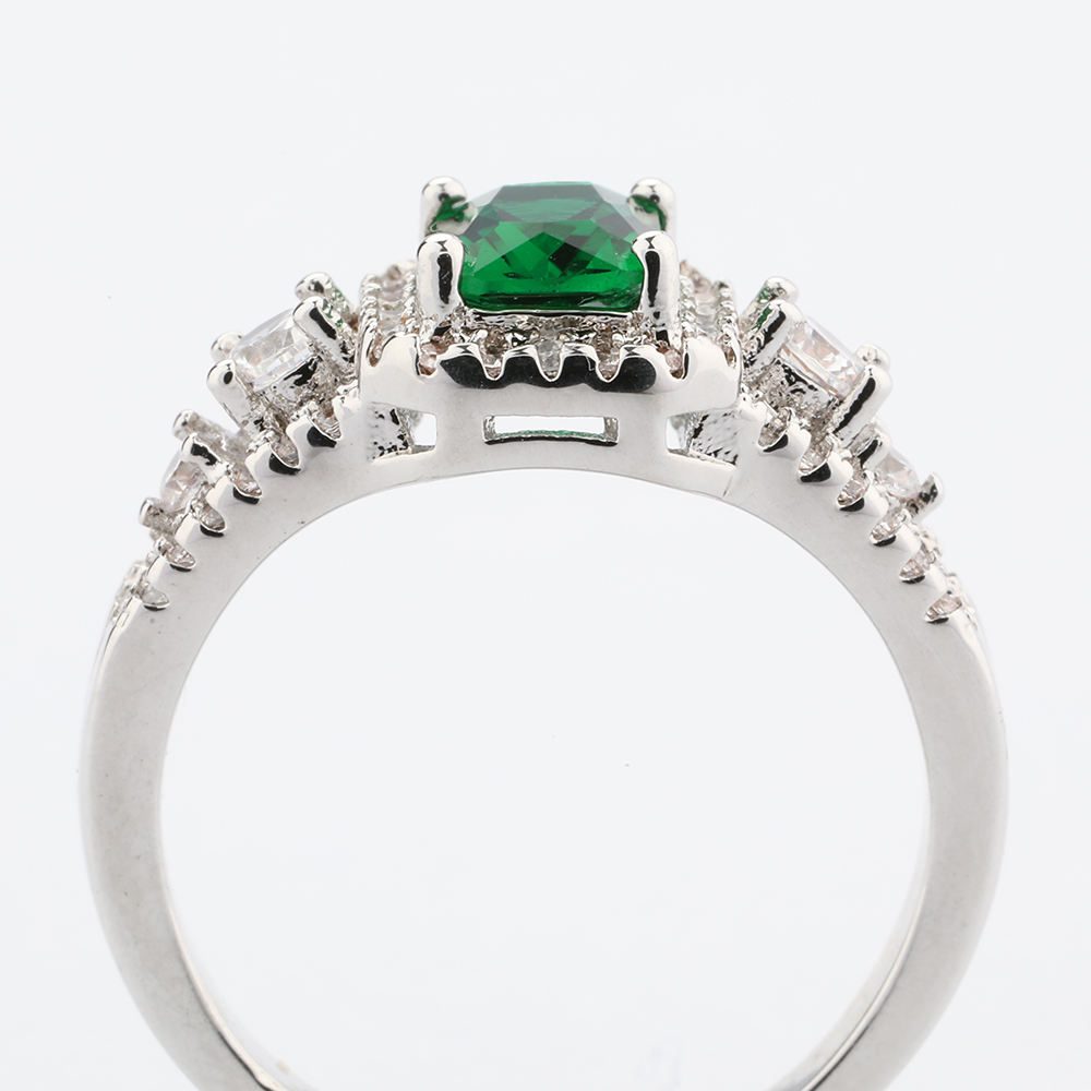 Anillos Apilables Ajustables de Piedra Verde de Moda para Mujeres y Niñas, Joyería de Moda Chapada en Oro y Plata