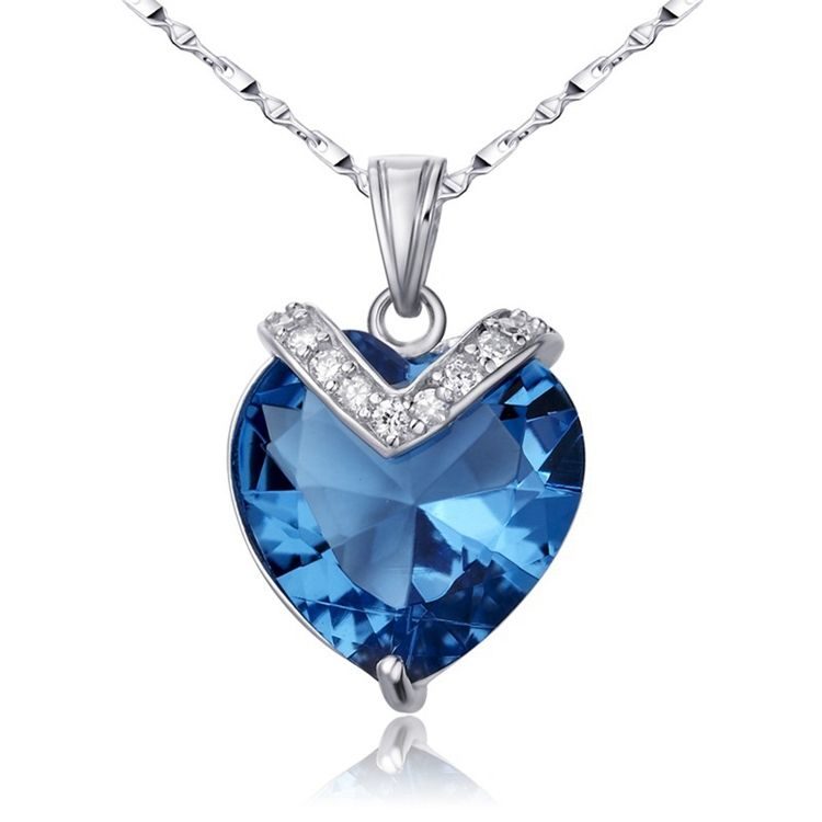Elegante Collar de Circonita Cúbica de Alta Calidad con Forma de Lágrima y Circonita Azul para Ocasiones Especiales