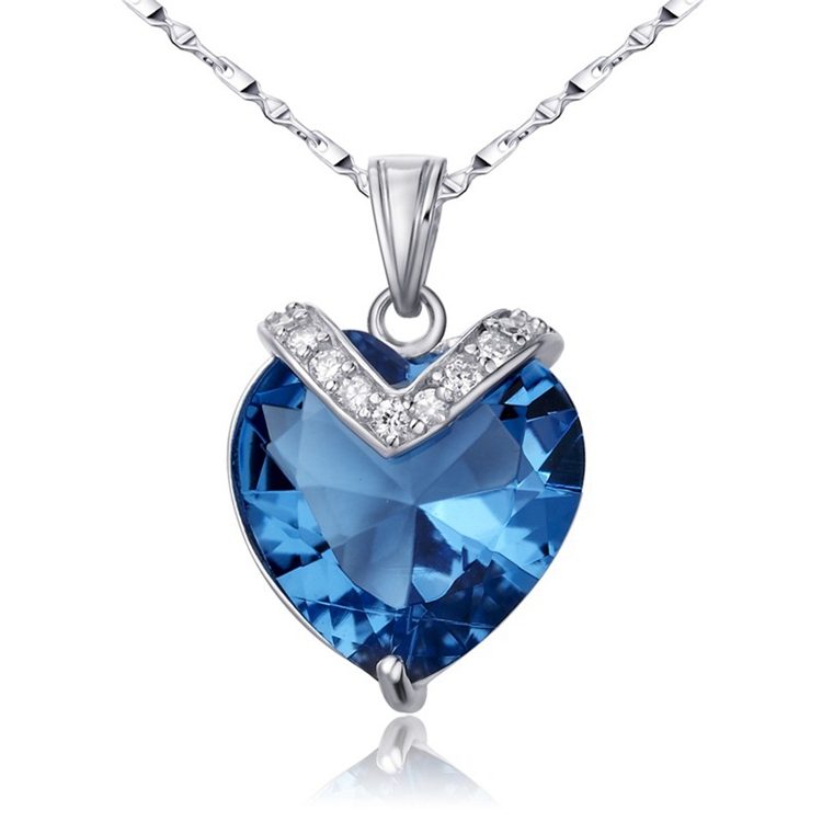 Collar con Colgante Personalizado de Alta Calidad, Joyería de Moda, Corazón de Zafiro Coreano para Chica, Logotipo Personalizado, Latón Shenzhen, Mascota Clásica
