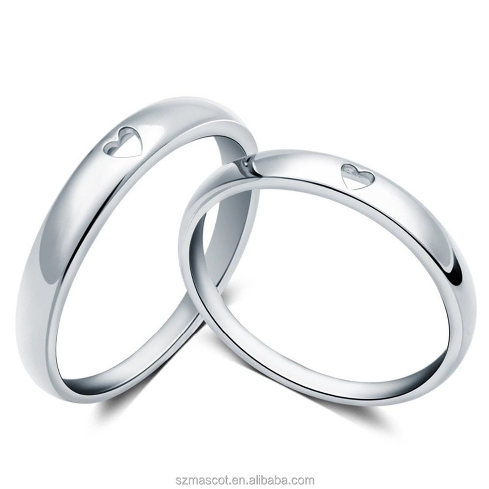 Anillos de Boda Sencillos con Forma de Corazón, Anillos de Plata, Joyería Chapada en Oro, Plata 925, Anillo de Compromiso para Parejas, Oro Blanco de 18K, 2 Gramos NGTC
