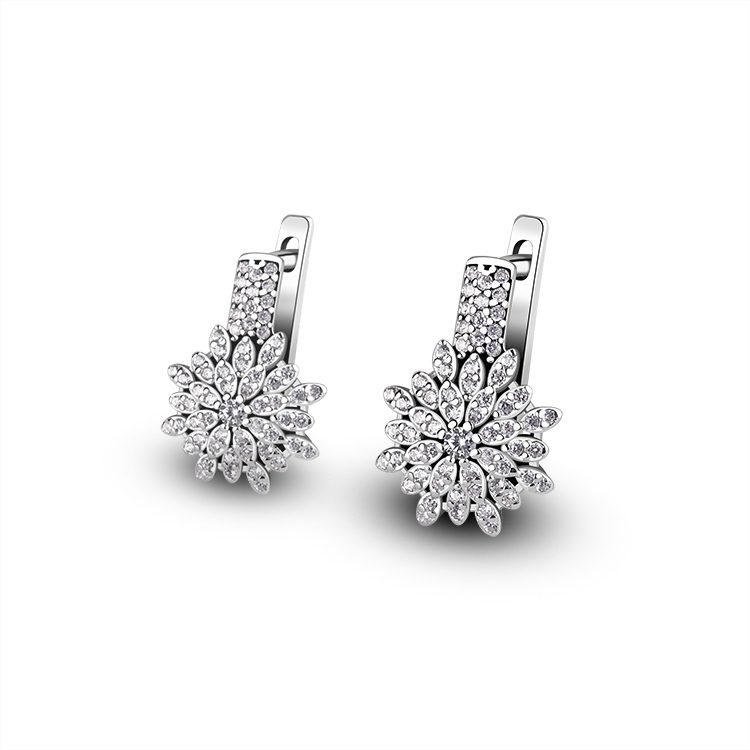 Elegantes Pendientes de Aro Pequeños con Flores Chapadas en Oro de 585 y Circonitas Cúbicas Micropavimentadas para Mujer, Joyería de Fiesta con Pasador de Seguridad