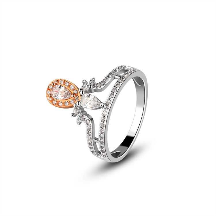 Anillo de Plata S925 con Corona y Circonita Transparente Brillante, Joyería Ligera y Elegante para un Vestir Diario con Estilo