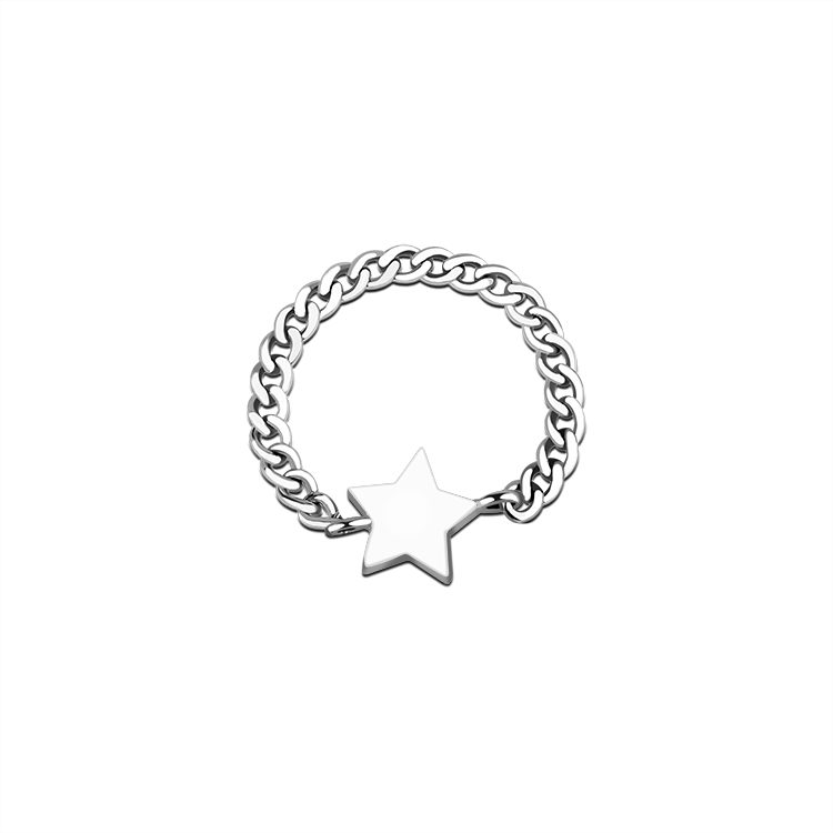 Anillo de Cadena de Plata de Ley 925 de Moda, Estrella Transparente, Ajuste Cómodo, Ideal para un Estilo Moderno y Minimalista