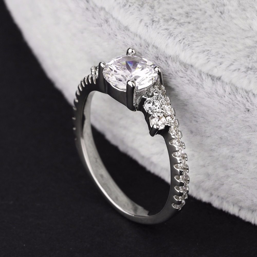 Anillo de Plata de Ley 925 Personalizado, Joyería de Plata, Anillo de Compromiso y Matrimonio con Diamantes para Mujer