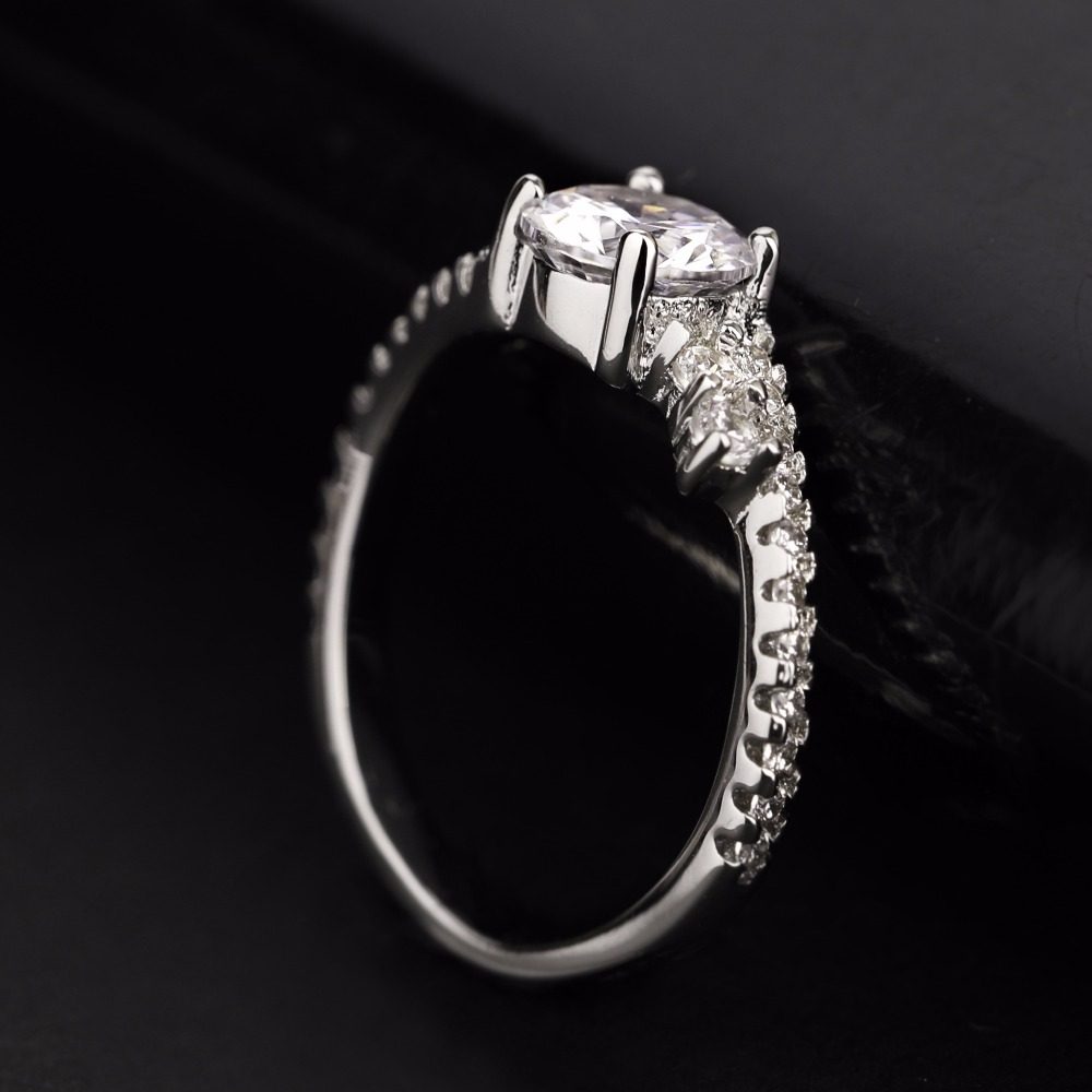 Anillo de Plata de Ley 925 Personalizado, Joyería de Plata, Anillo de Compromiso y Matrimonio con Diamantes para Mujer