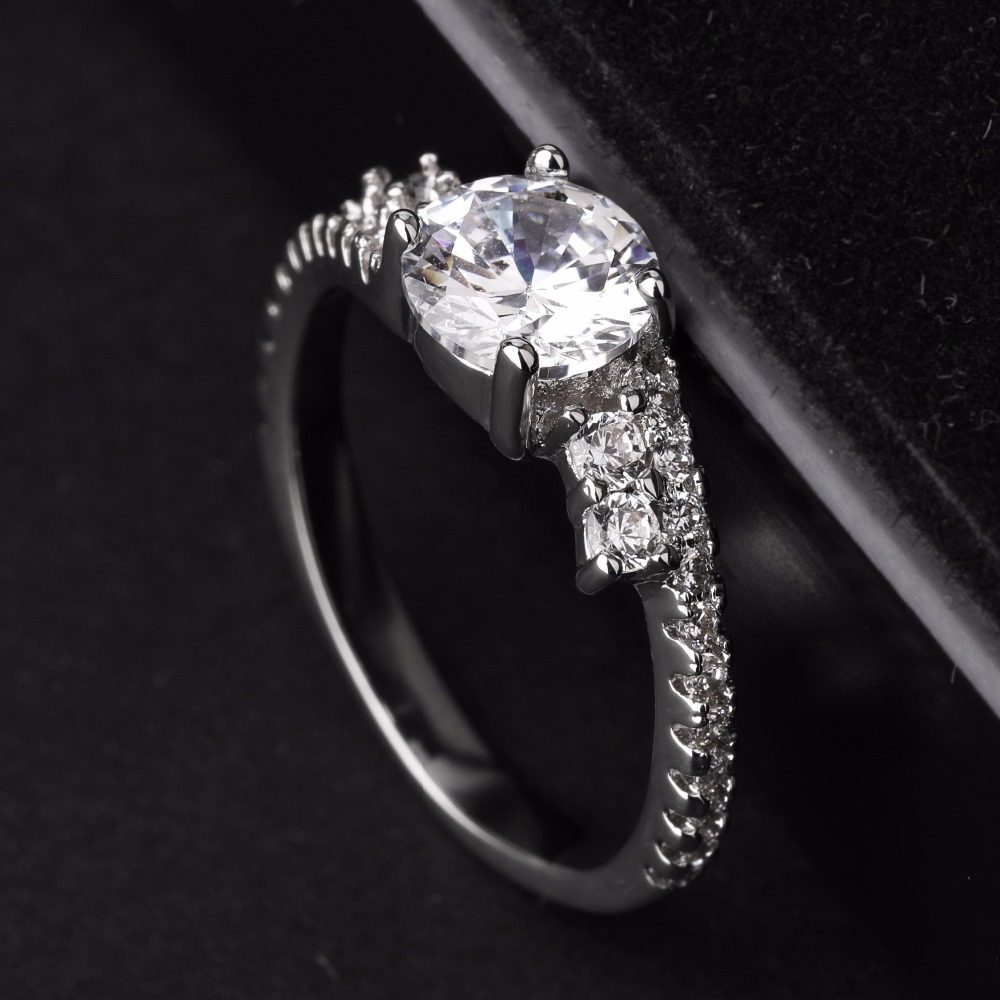 Anillo de Plata de Ley 925 Personalizado, Joyería de Plata, Anillo de Compromiso y Matrimonio con Diamantes para Mujer
