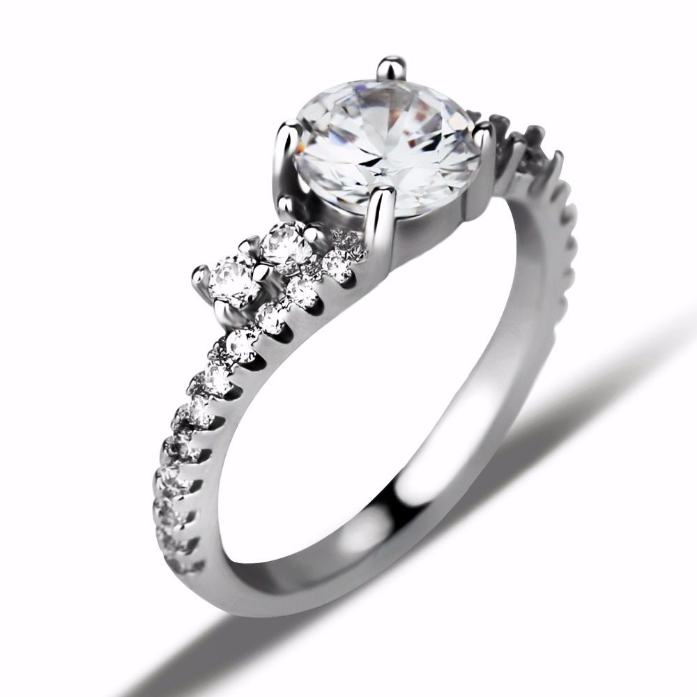 Anillo de Plata de Ley 925 Personalizado, Joyería de Plata, Anillo de Compromiso y Matrimonio con Diamantes para Mujer