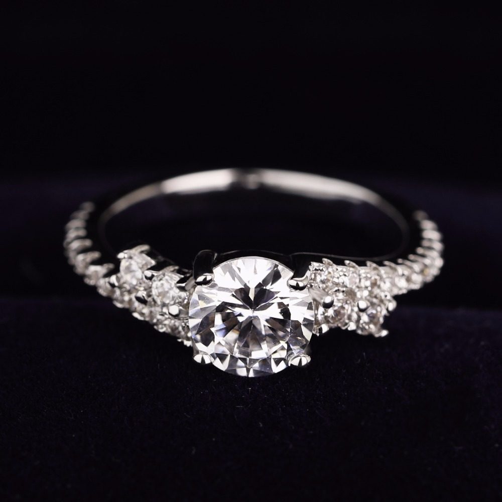 Anillo de Plata de Ley 925 Personalizado, Joyería de Plata, Anillo de Compromiso y Matrimonio con Diamantes para Mujer