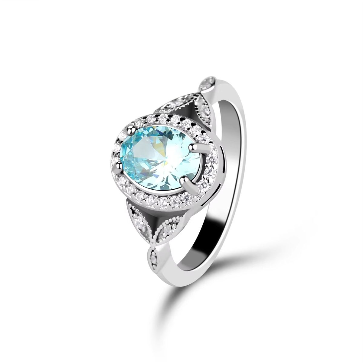 Anillo Moderno de Plata de Ley 925 con Circonita Azul y Diseño Minimalista para Uso Diario y Colecciones de Joyería de Moda