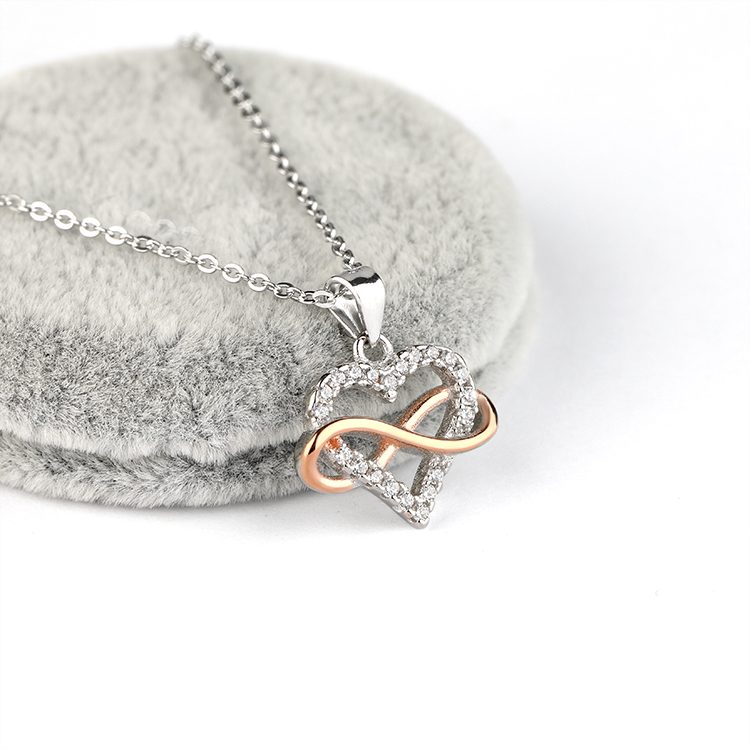 Collar con Colgante de Corazón Infinito Mascot CZ, Plata 925, Elegante Regalo para Mujer, Joyería Simbólica para Parejas
