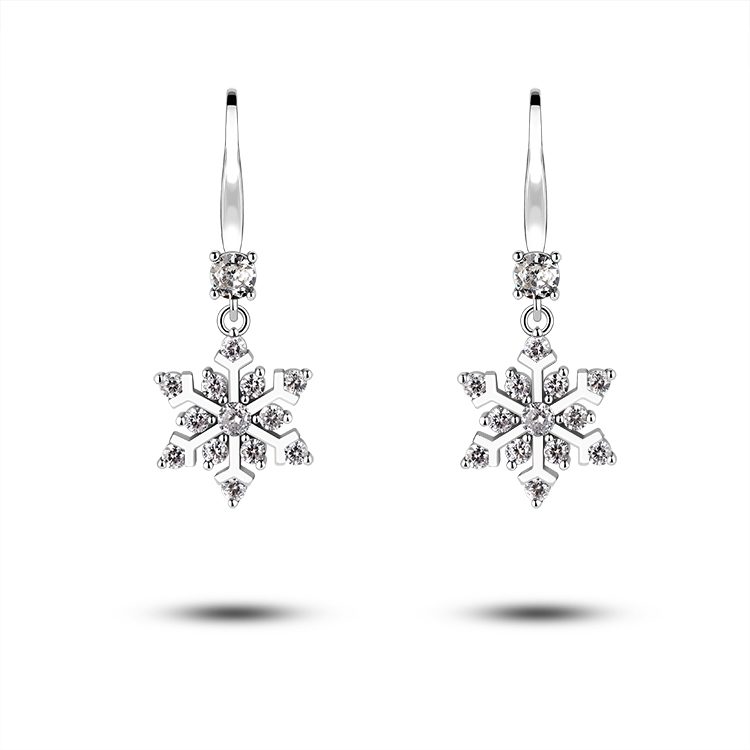 Pendientes de Copo de Nieve de Lujo, Plata 925 con Zirconia, para Mujer, Chapados en Oro de 18K, Joyería Elegante y Brillante para Bodas o Cenas