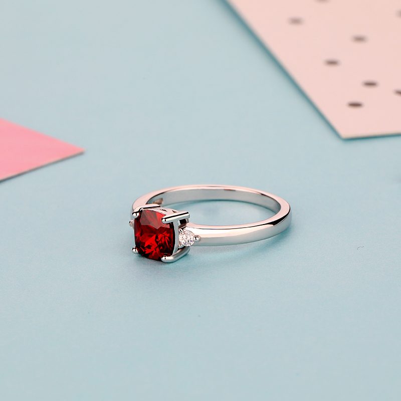 Anillo de Moissanita de Alta Calidad, Joyería de Plata de Ley 925, Minimalismo, Anillos de Plata S925 con Rubí y Circonita