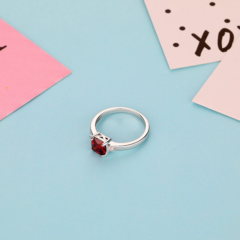 Anillo de Moissanita de Alta Calidad, Joyería de Plata de Ley 925, Minimalismo, Anillos de Plata S925 con Rubí y Circonita