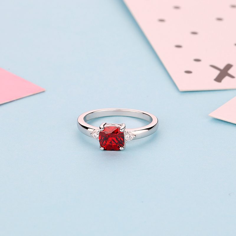 Anillo de Moissanita de Alta Calidad, Joyería de Plata de Ley 925, Minimalismo, Anillos de Plata S925 con Rubí y Circonita