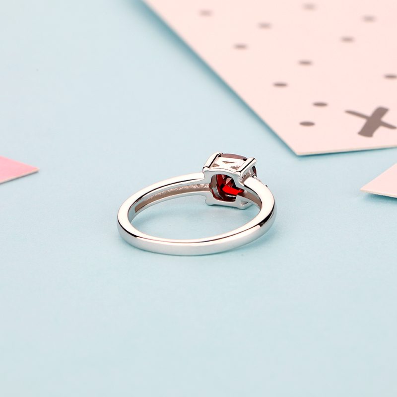 Anillo de Moissanita de Alta Calidad, Joyería de Plata de Ley 925, Minimalismo, Anillos de Plata S925 con Rubí y Circonita