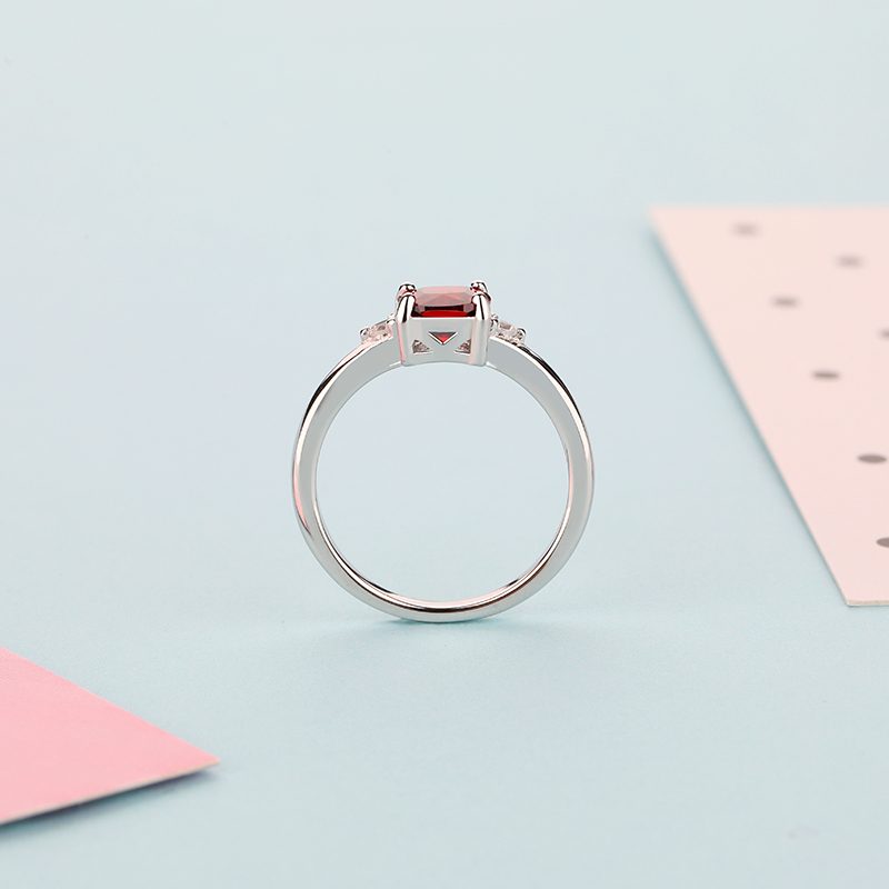 Anillo de Moissanita de Alta Calidad, Joyería de Plata de Ley 925, Minimalismo, Anillos de Plata S925 con Rubí y Circonita