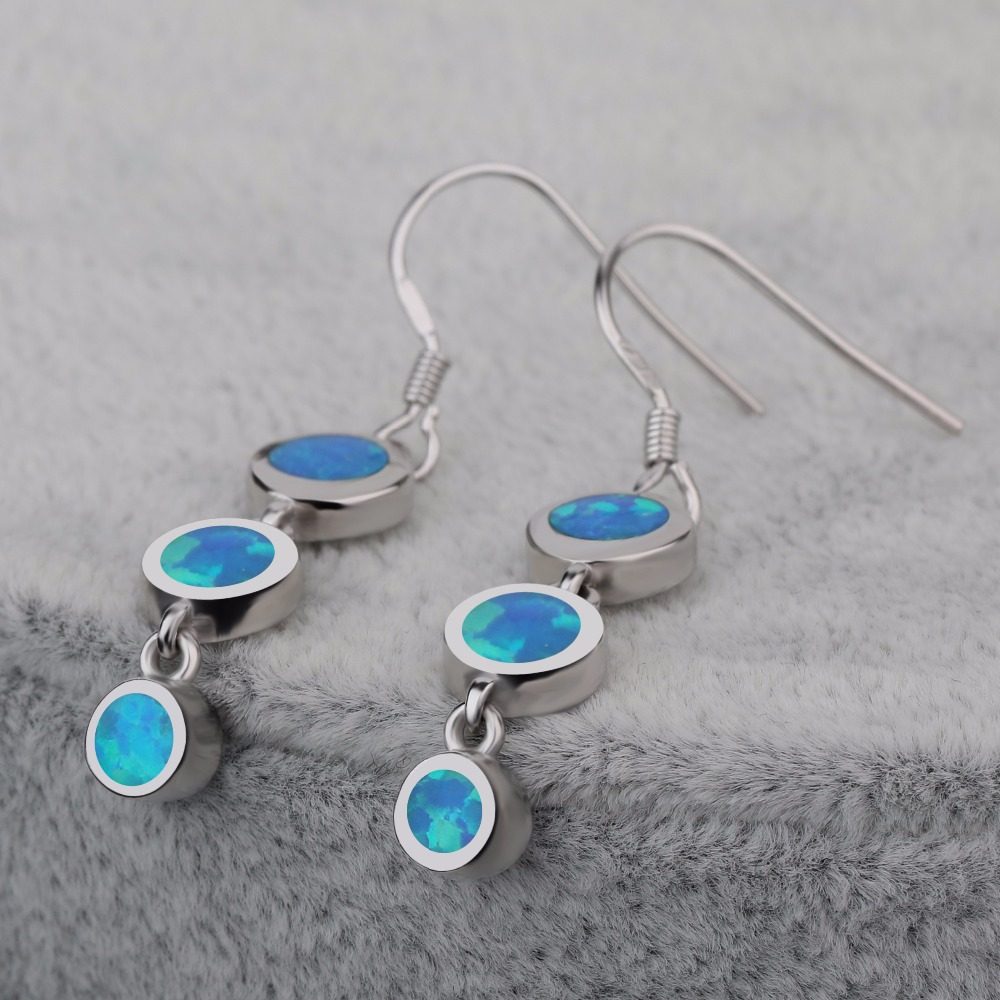 Ladies Long Opal Earrings Hooks Designs Pictures