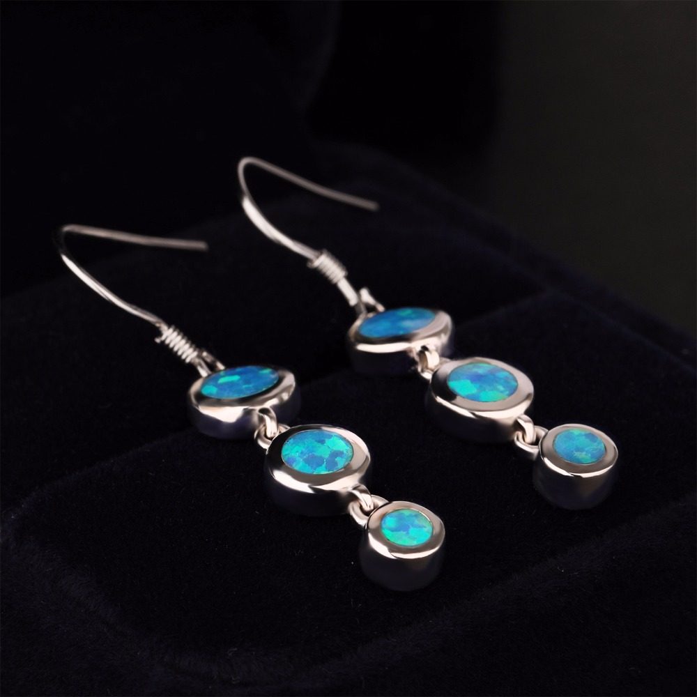 Ladies Long Opal Earrings Hooks Designs Pictures