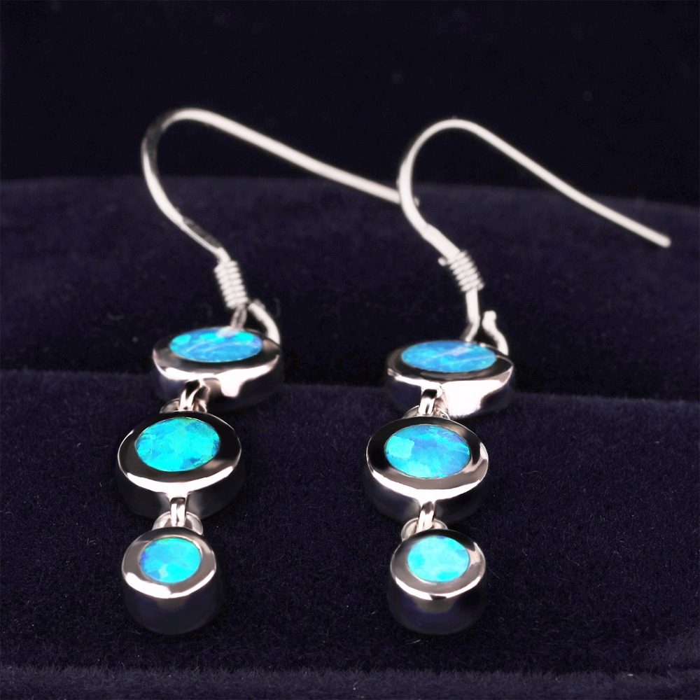 Ladies Long Opal Earrings Hooks Designs Pictures