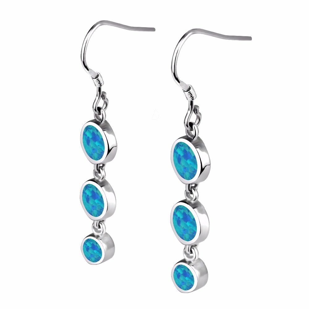 Ladies Long Opal Earrings Hooks Designs Pictures