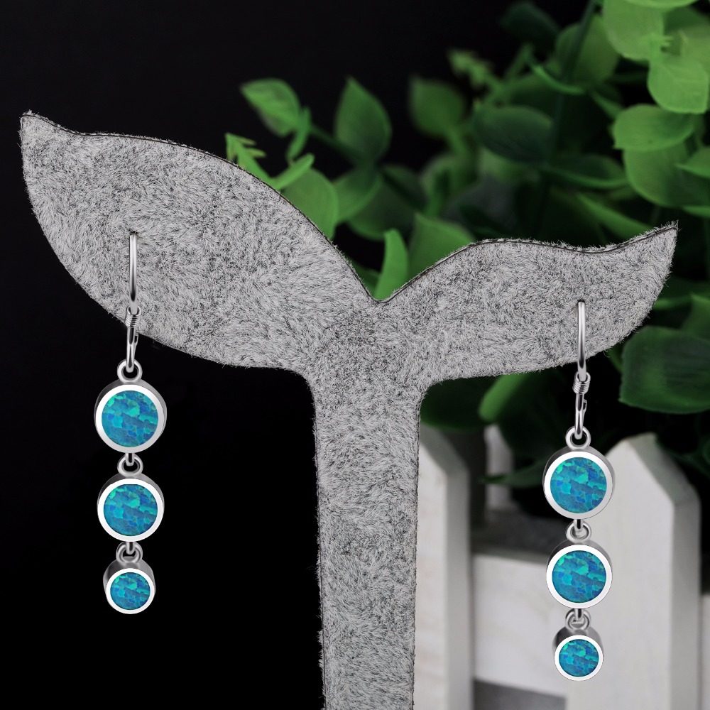 Ladies Long Opal Earrings Hooks Designs Pictures