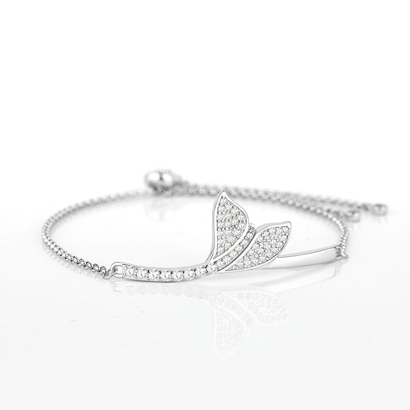 Mascot ajustable macramé cristal incrustado en forma de joyería 925 plata esterlina mujeres pulseras elásticas