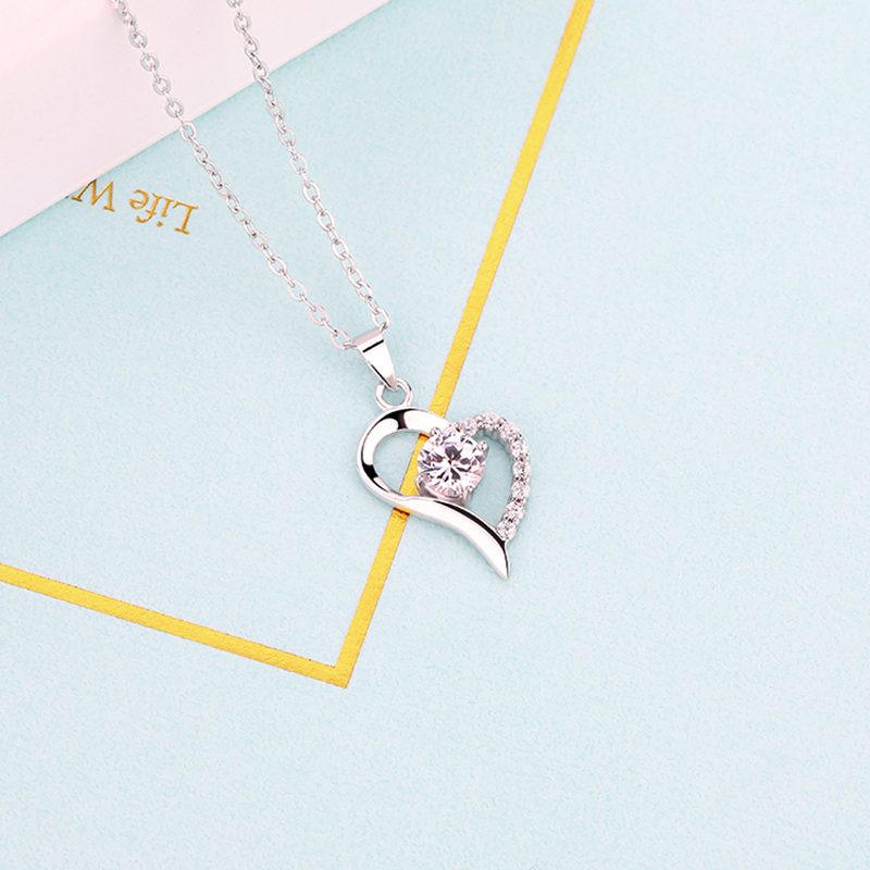 Últimos diseños de collar Joyería Plata de Ley 925 Te amo a la luna y la espalda Corazón Regalos del día de San Valentín Collar