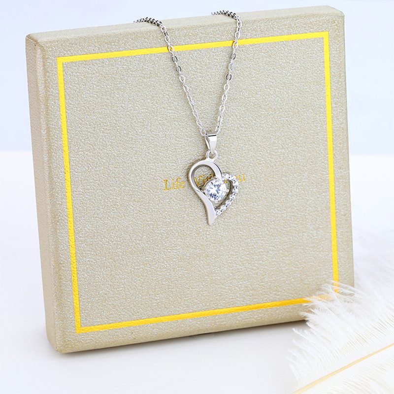 Últimos diseños de collar Joyería Plata de Ley 925 Te amo a la luna y la espalda Corazón Regalos del día de San Valentín Collar