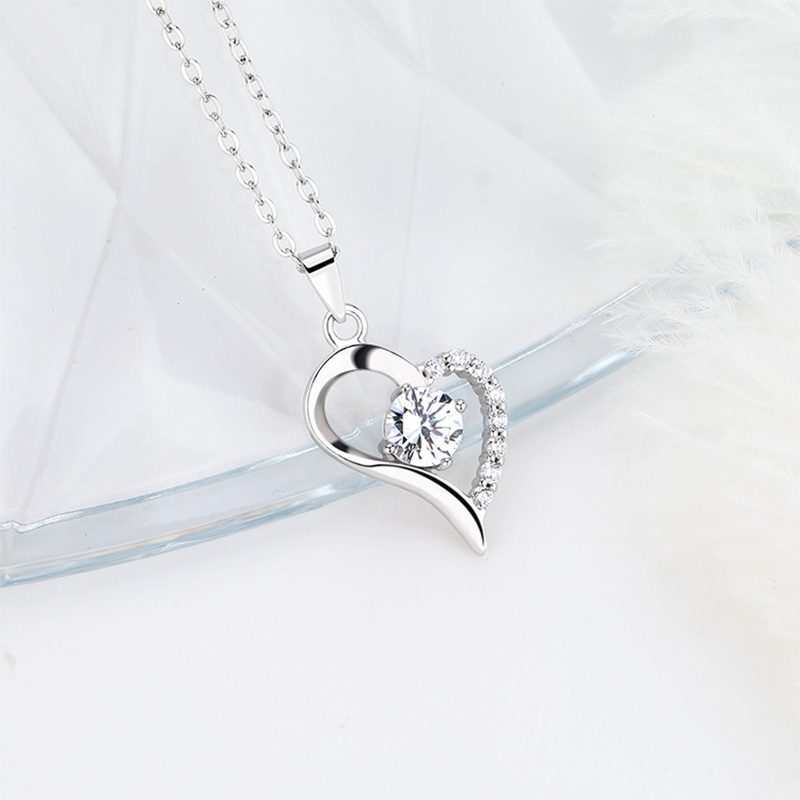 Últimos diseños de collar Joyería Plata de Ley 925 Te amo a la luna y la espalda Corazón Regalos del día de San Valentín Collar