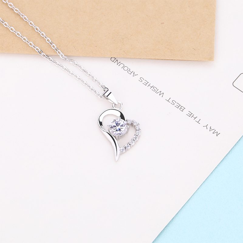 Últimos diseños de collar Joyería Plata de Ley 925 Te amo a la luna y la espalda Corazón Regalos del día de San Valentín Collar