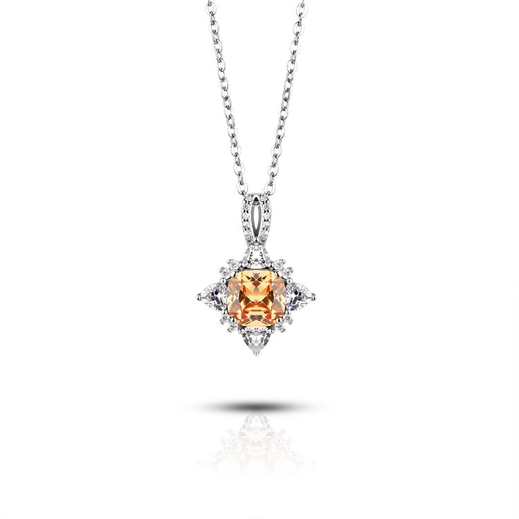 Collar personalizado de plata de ley con colgante de piedra azul, Circonia cúbica