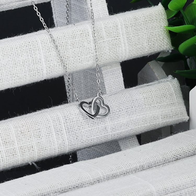 Collar con colgante de doble Corazón, joyería de plata esterlina