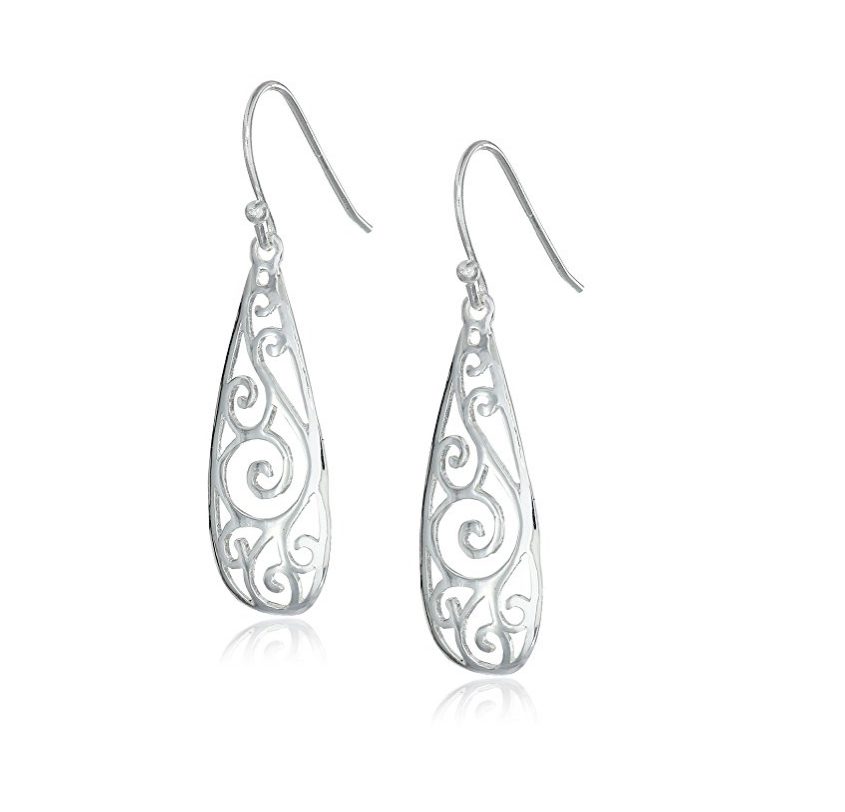 Hermosa fábrica de lágrima de filigrana de plata esterlina China sin piedra mujeres baratas cuelga gota 925 pendiente de plata esterlina