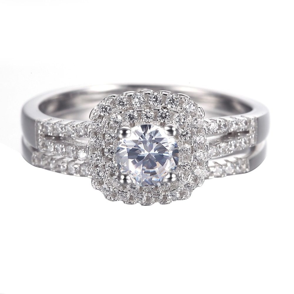 Fábrica en stock CZ boda de lujo conjuntos de anillo