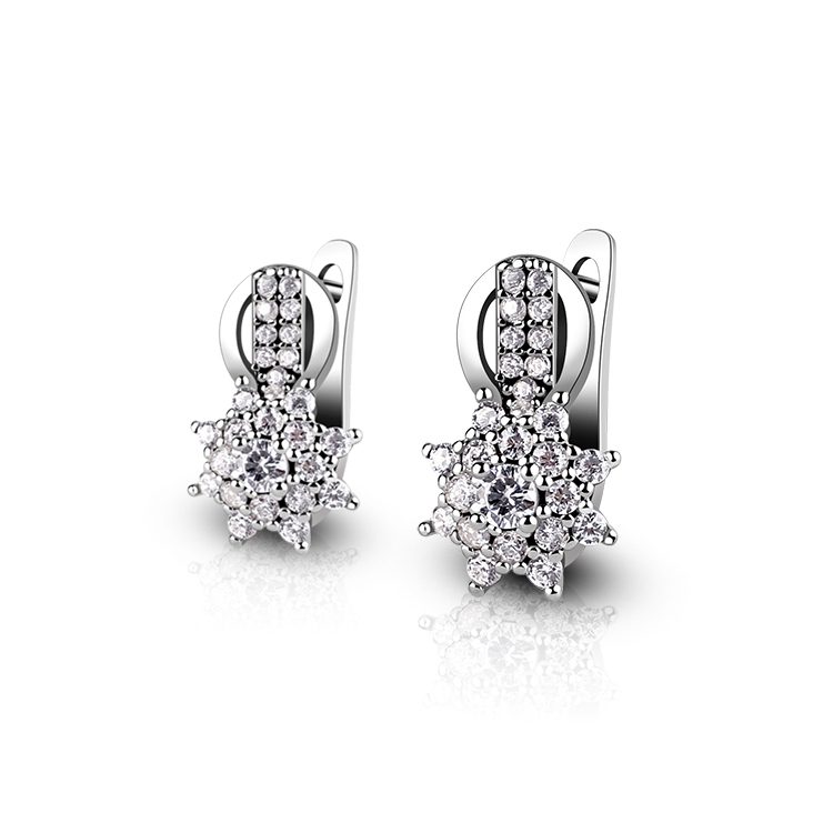 Pendiente de plata 925 Pendientes de tuerca Pendientes de Navidad copos de nieve