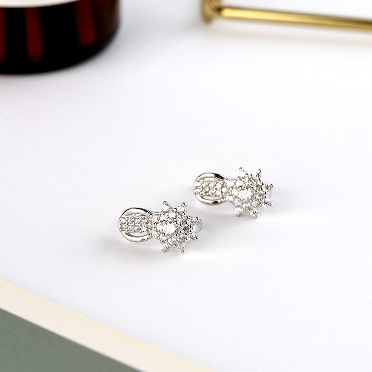 Pendiente de plata 925 Pendientes de tuerca Pendientes de Navidad copos de nieve
