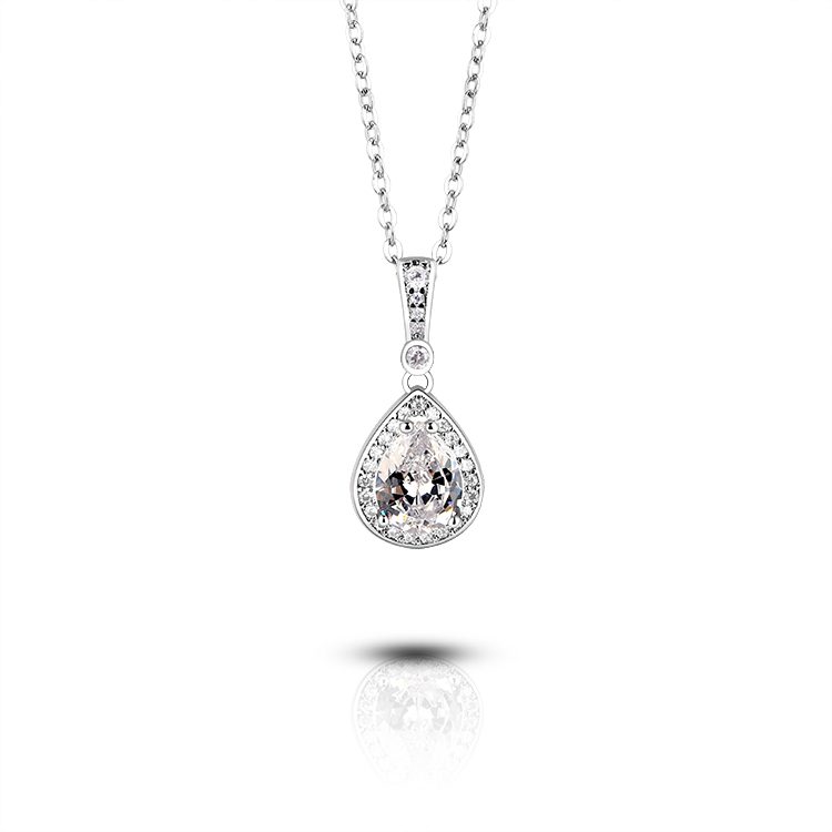 Collar de plata de ley con gema de amor, collar cl&aacute;sico personalizado